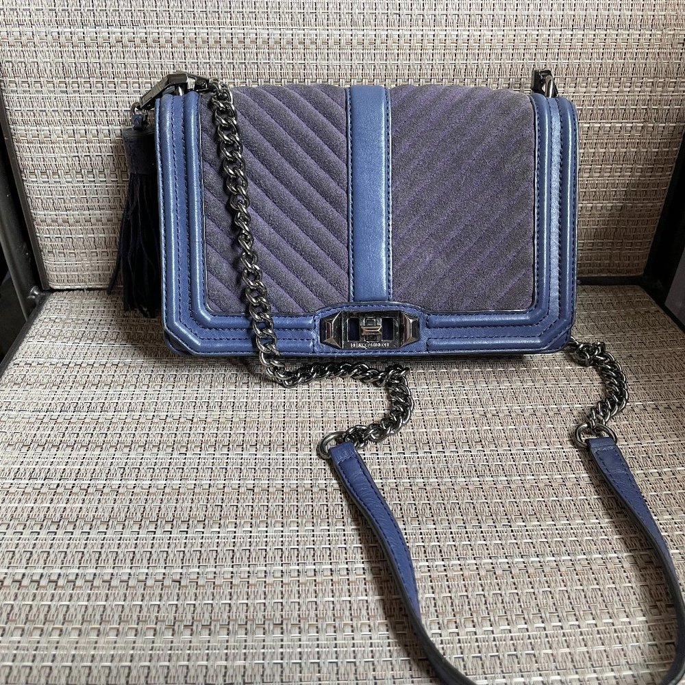 Rebecca Mincoff Cheron Quilted Love Suede Crossbody